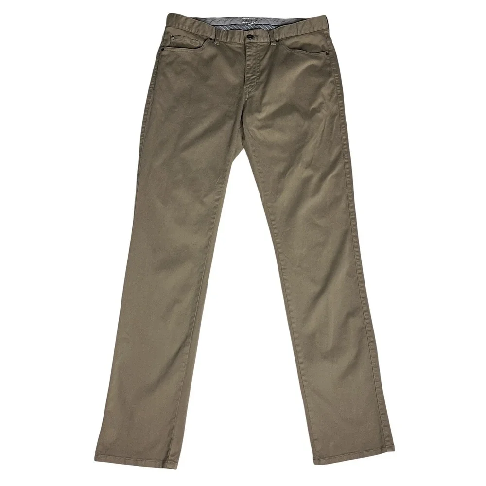 Peter Millar Mens Tan Straight 5 Pockets Pants Size 35x33.5 Cotton Blend